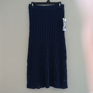 Future Collective Blue A-Line Ribbed Midi Skirt for Casual Wear Sz S